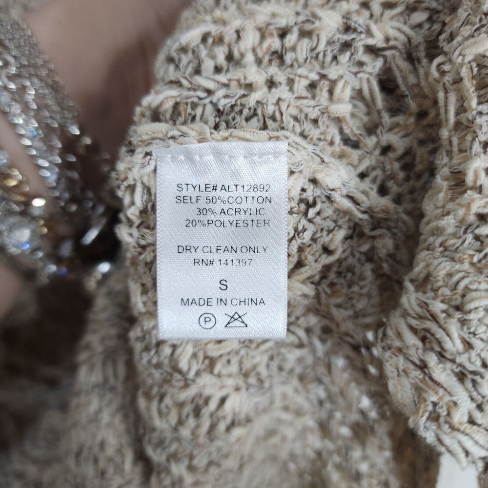 ASTR Tunic Top Blouse Womens S Beige Macrame Knit Sleeveless V Neck Cotton Blend - Picture 8 of 10